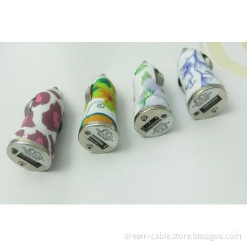 Colorful Leopard Print Mini USB Car Charger